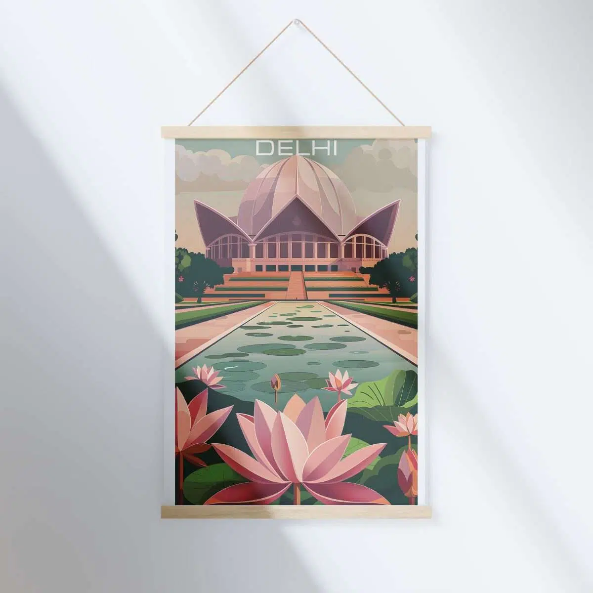 Delhi Lotus Temple Serenity Hanger Poster UnitedWorldMemories