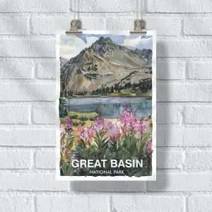 Great Basin National Park Watercolor Serenity Poster UnitedWorldMemories