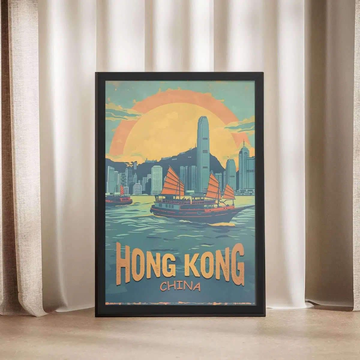 Hong Kong Classic Victoria Harbor Framed Poster UnitedWorldMemories