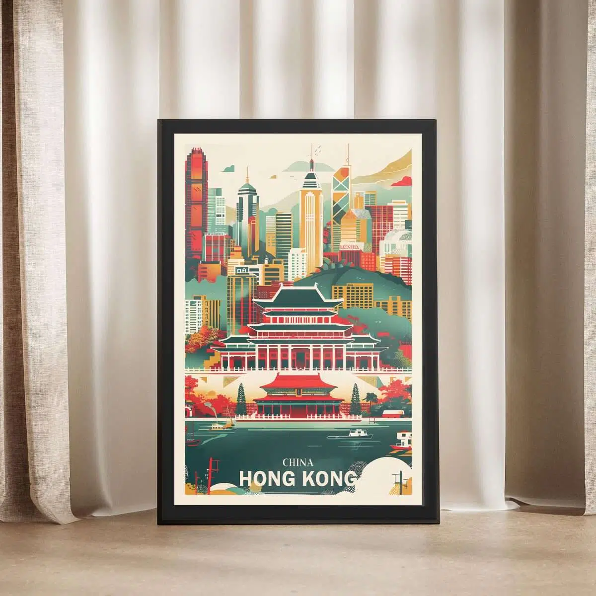 Hong Kong Cultural Fusion Framed Poster UnitedWorldMemories