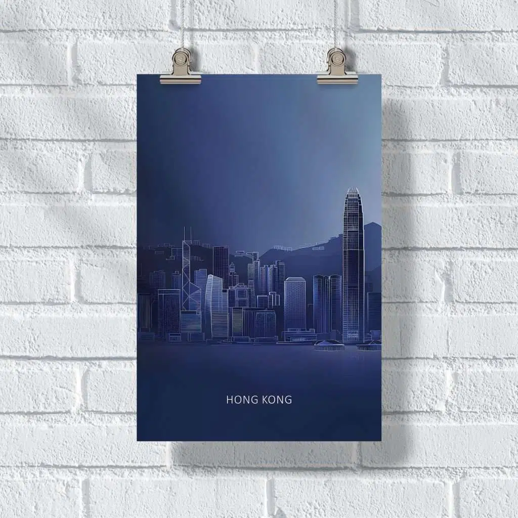 Hong Kong Minimalist Skyline Poster UnitedWorldMemories