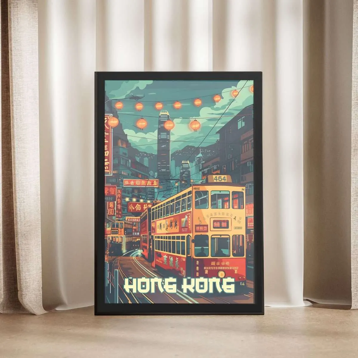 Hong Kong Nostalgic Tram Framed Poster UnitedWorldMemories