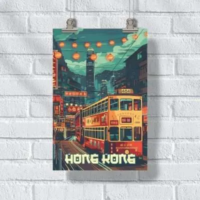 Hong Kong Nostalgic Tram Poster UnitedWorldMemories