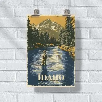 Idaho Fly Fishing Freedom Poster UnitedWorldMemories