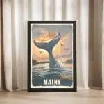 Maine Whale Framed Poster UnitedWorldMemories