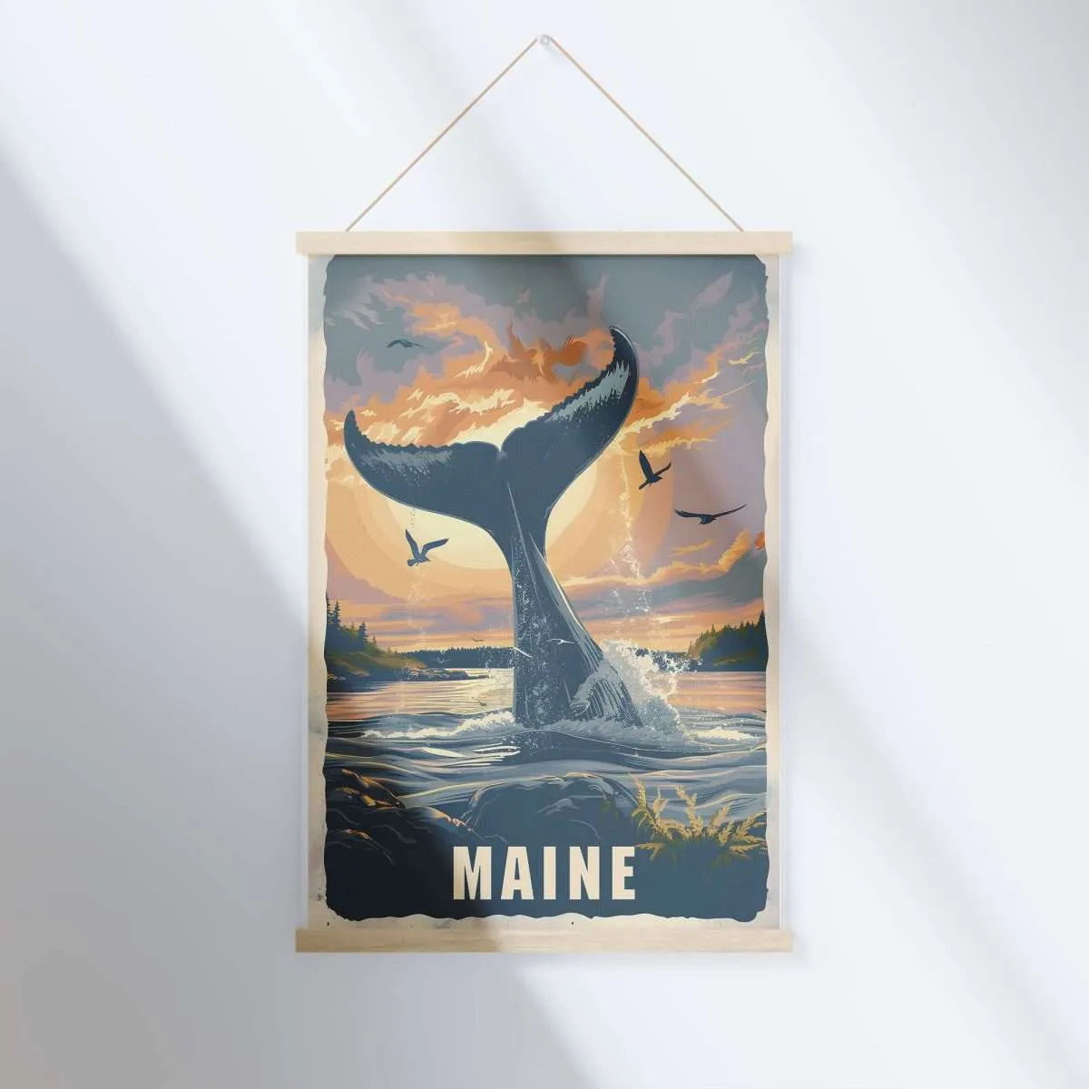 Maine Whale Hanger Poster UnitedWorldMemories