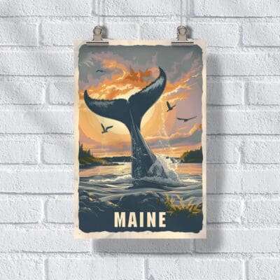 Maine Whale Poster UnitedWorldMemories