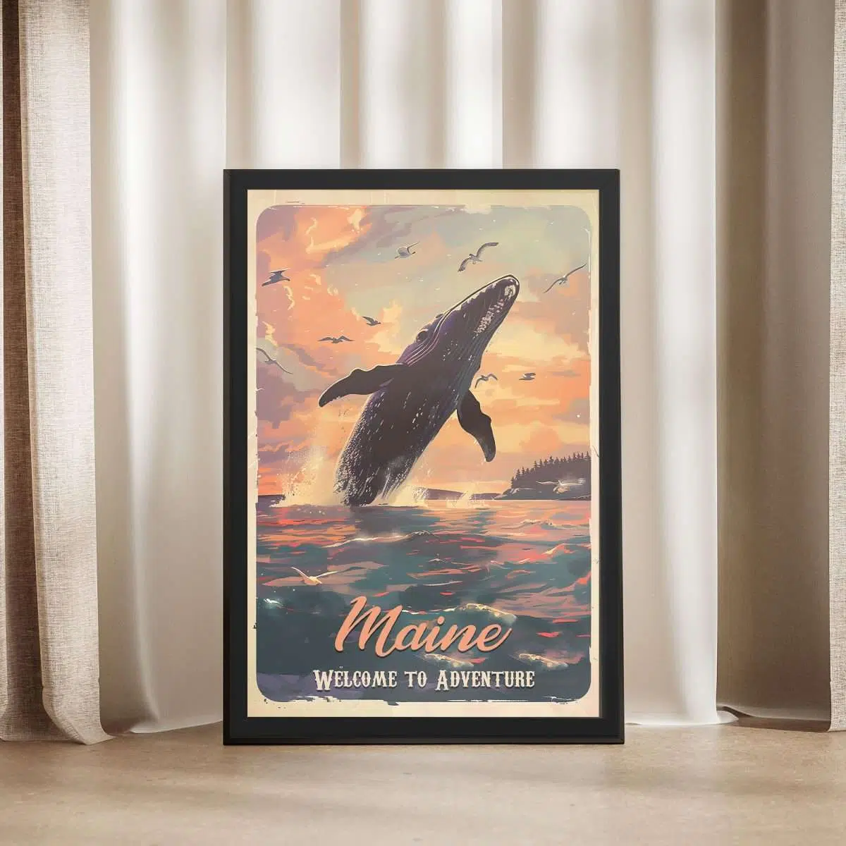 Maine Whalesong Wonderland Framed Poster UnitedWorldMemories