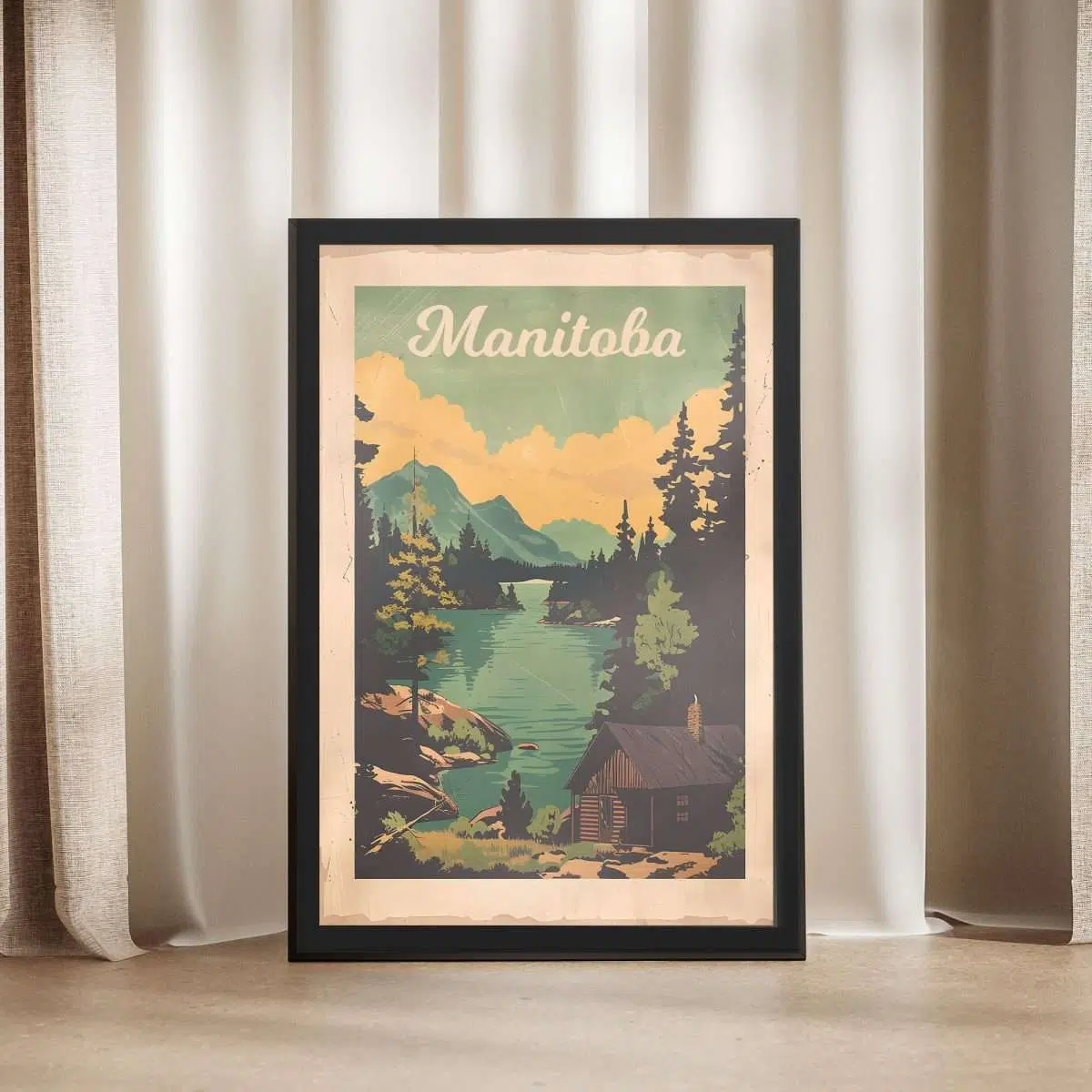 Manitoba Retro Riding Mountain Framed Poster UnitedWorldMemories