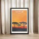 Nairobi Minimalist Acacia Sunset Framed Poster UnitedWorldMemories