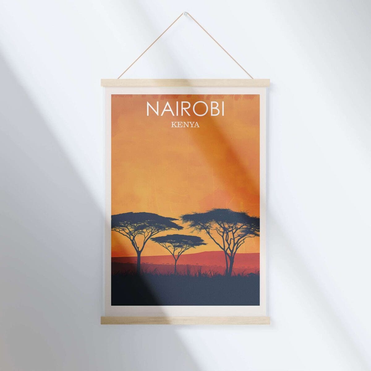 Nairobi Minimalist Acacia Sunset Hanger Poster UnitedWorldMemories