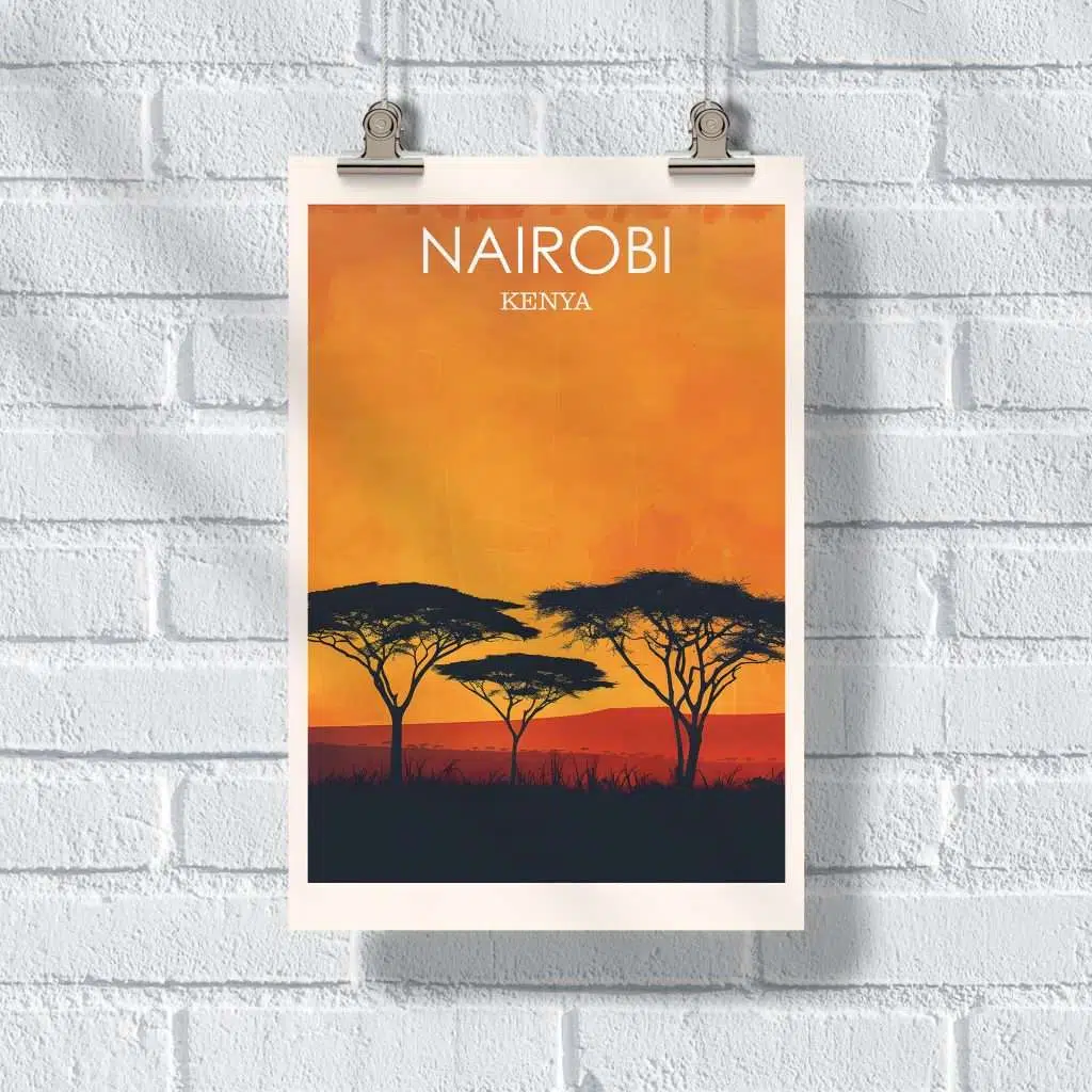 Nairobi Minimalist Acacia Sunset Poster UnitedWorldMemories