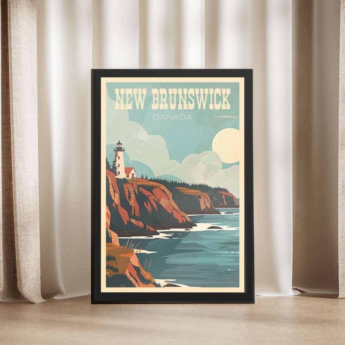 New Brunswick Vintage Fundy Coastline Framed Poster UnitedWorldMemories