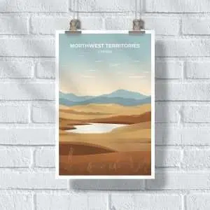 Northwest Territories Minimalist Tundra Landscape Poster UnitedWorldMemories