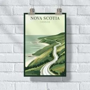 Nova Scotia Minimalist Cabot Trail Poster UnitedWorldMemories