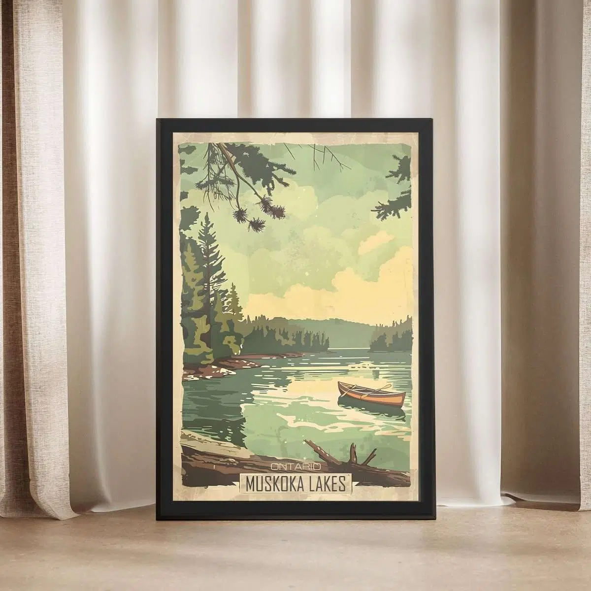 Ontario Retro Muskoka Lakes Framed Poster UnitedWorldMemories