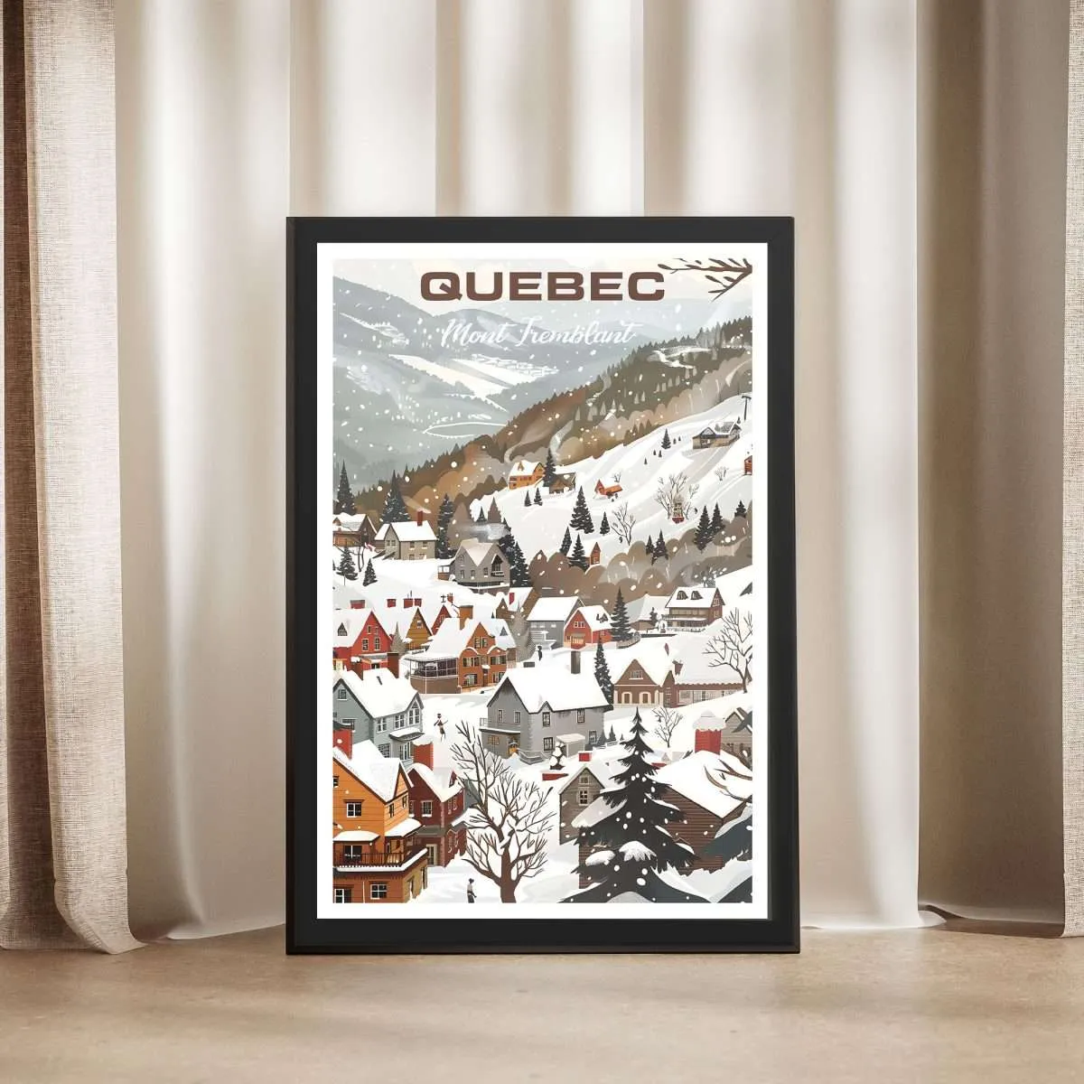 Quebec Retro Mont Tremblant Framed Poster UnitedWorldMemories