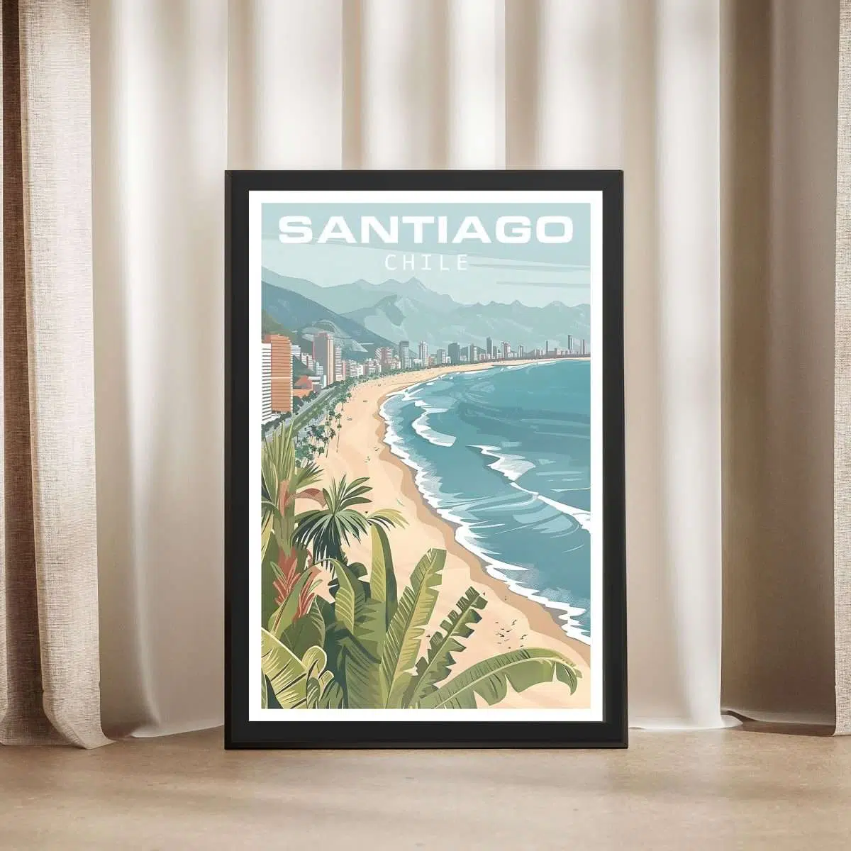 Santiago Coastal Escape Framed Poster UnitedWorldMemories