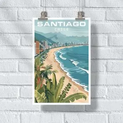 Santiago Coastal Escape Poster UnitedWorldMemories