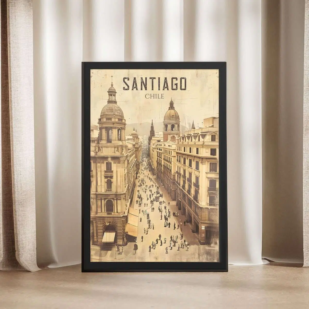 Santiago Old World Plaza De Armas Framed Poster UnitedWorldMemories