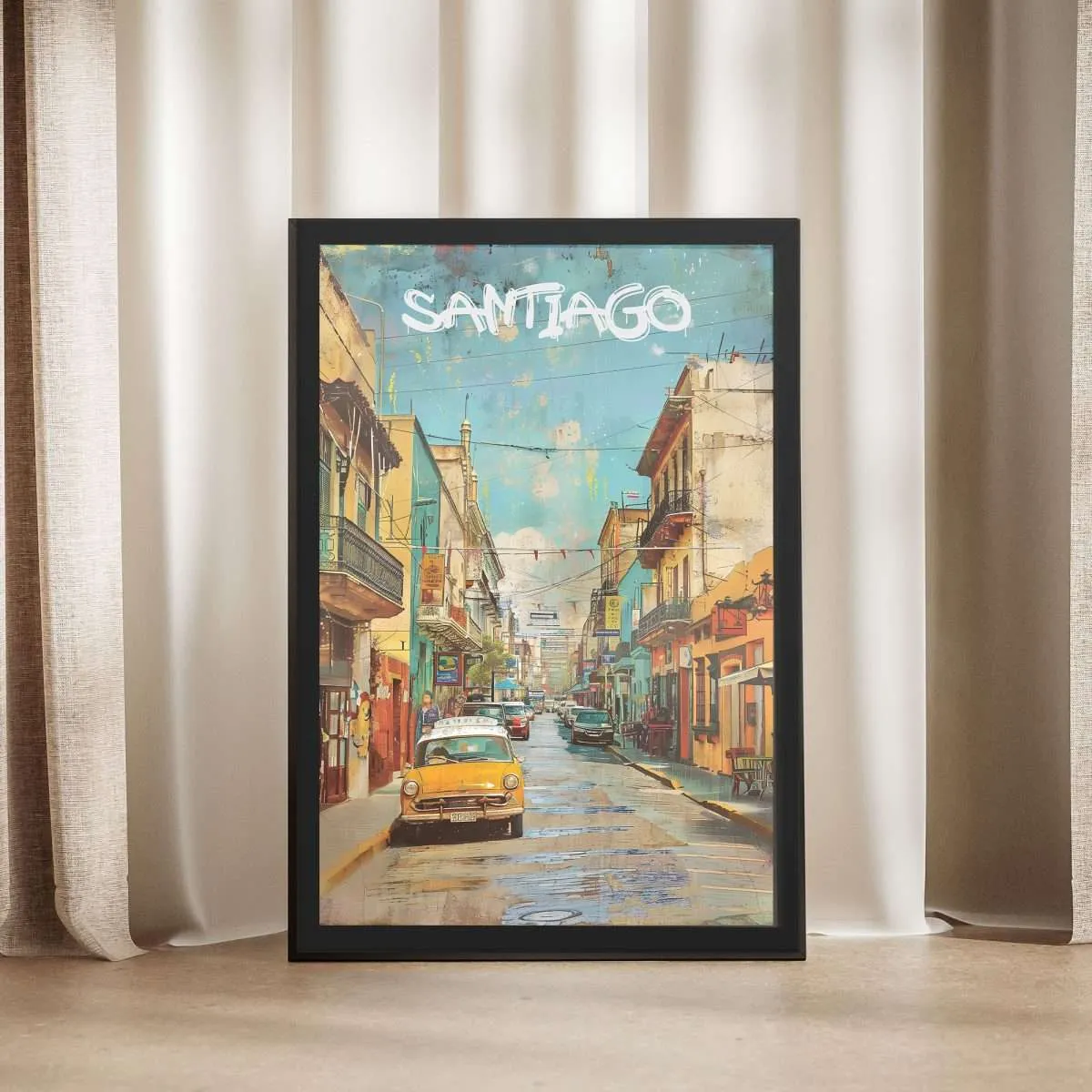 Santiago Retro Barrio Bellavista Framed Poster UnitedWorldMemories