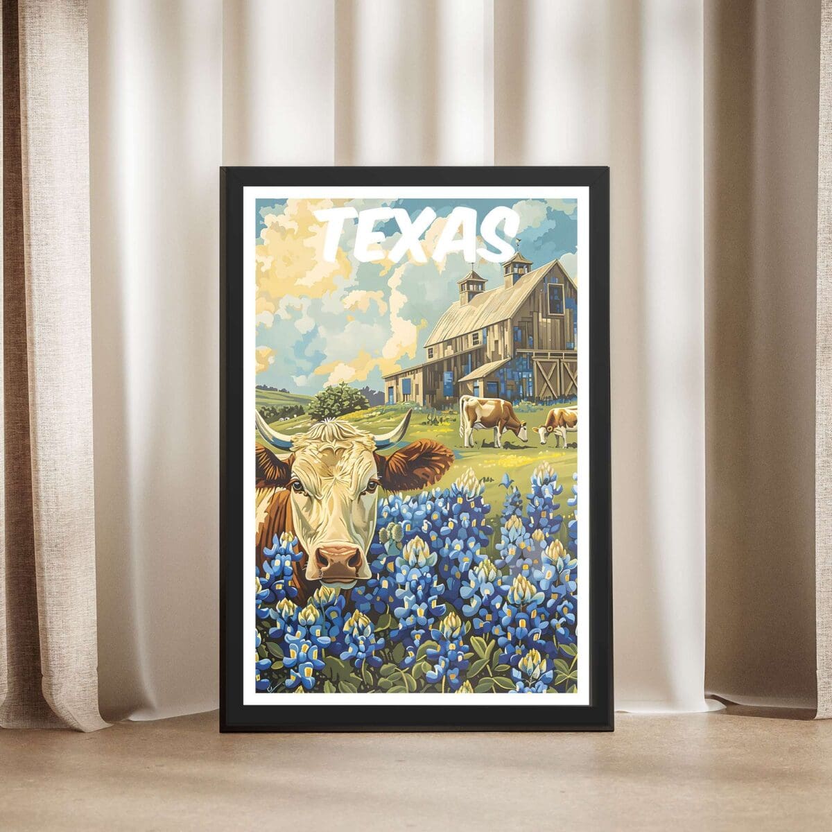 Texas Bluebonnets Framed Poster UnitedWorldMemories