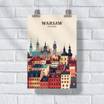 Warsaw Minimalist Old Town Poster UnitedWorldMemories