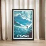 Hawaii Surfing Paradise Framed Poster UnitedWorldMemories