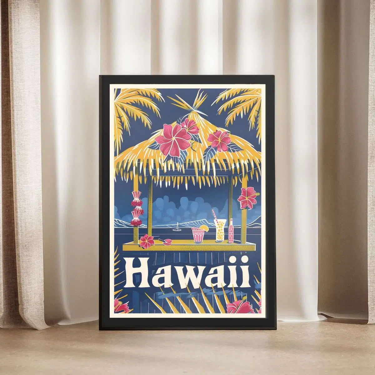 Hawaii Tiki Tropics Framed Poster UnitedWorldMemories