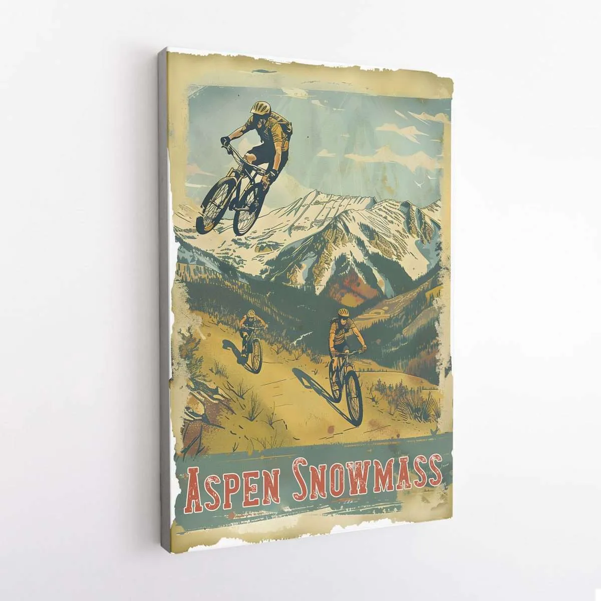 Aspen Snowmass Vintage Mountain Thrills Canvas UnitedWorldMemories