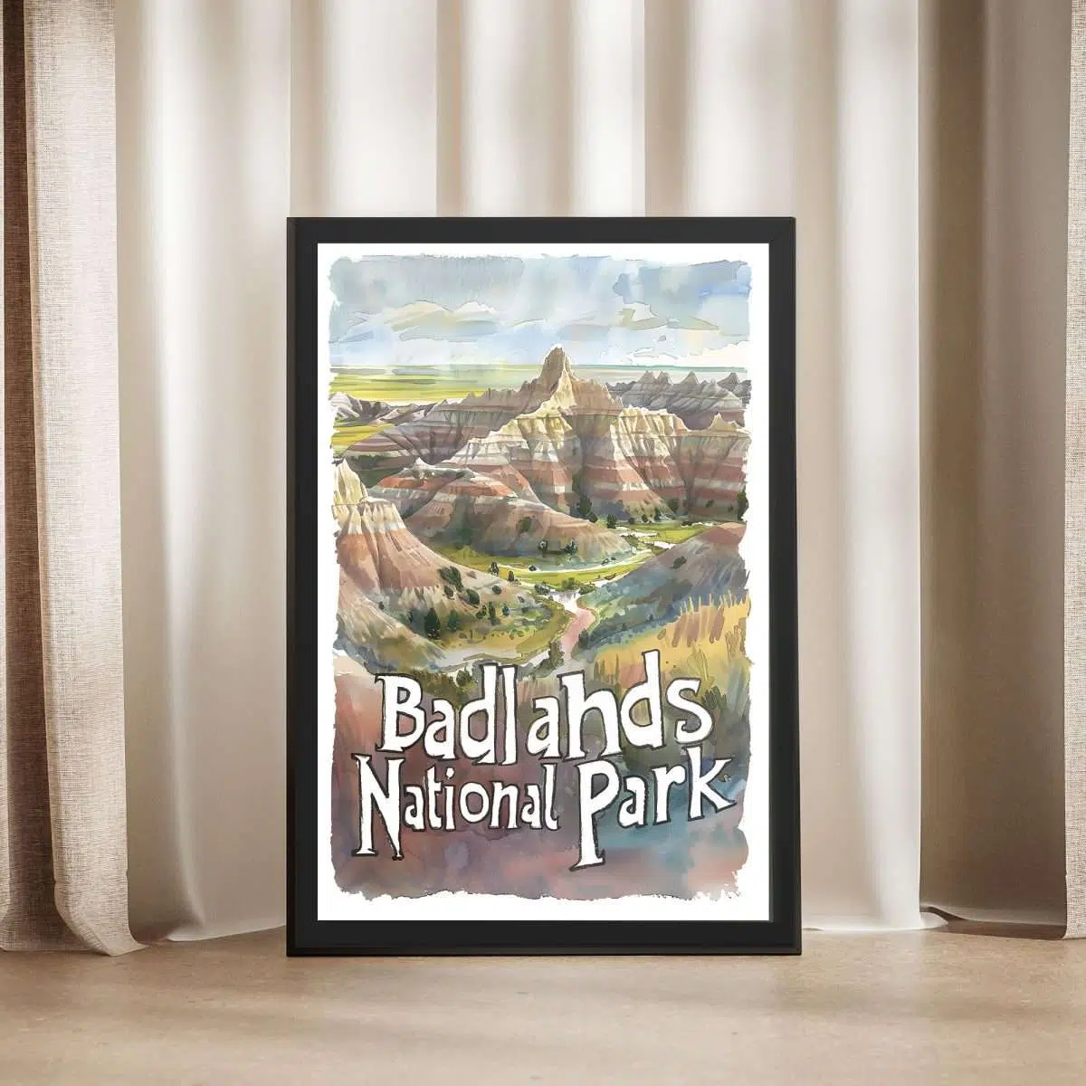 Badlands National Park Ancient Erosion Framed Poster UnitedWorldMemories