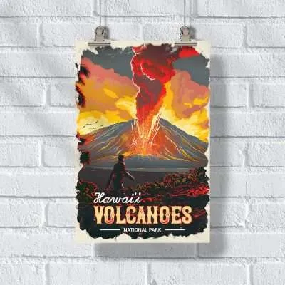 Hawaiʻi Volcanoes National Park Erupting Majesty Poster UnitedWorldMemories