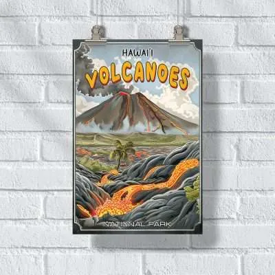 Hawaiʻi Volcanoes National Park Lava Flow Poster UnitedWorldMemories