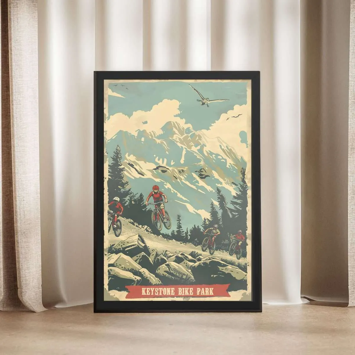 Keystone Bike Park Retro Mountain Adventure Framed Poster UnitedWorldMemories