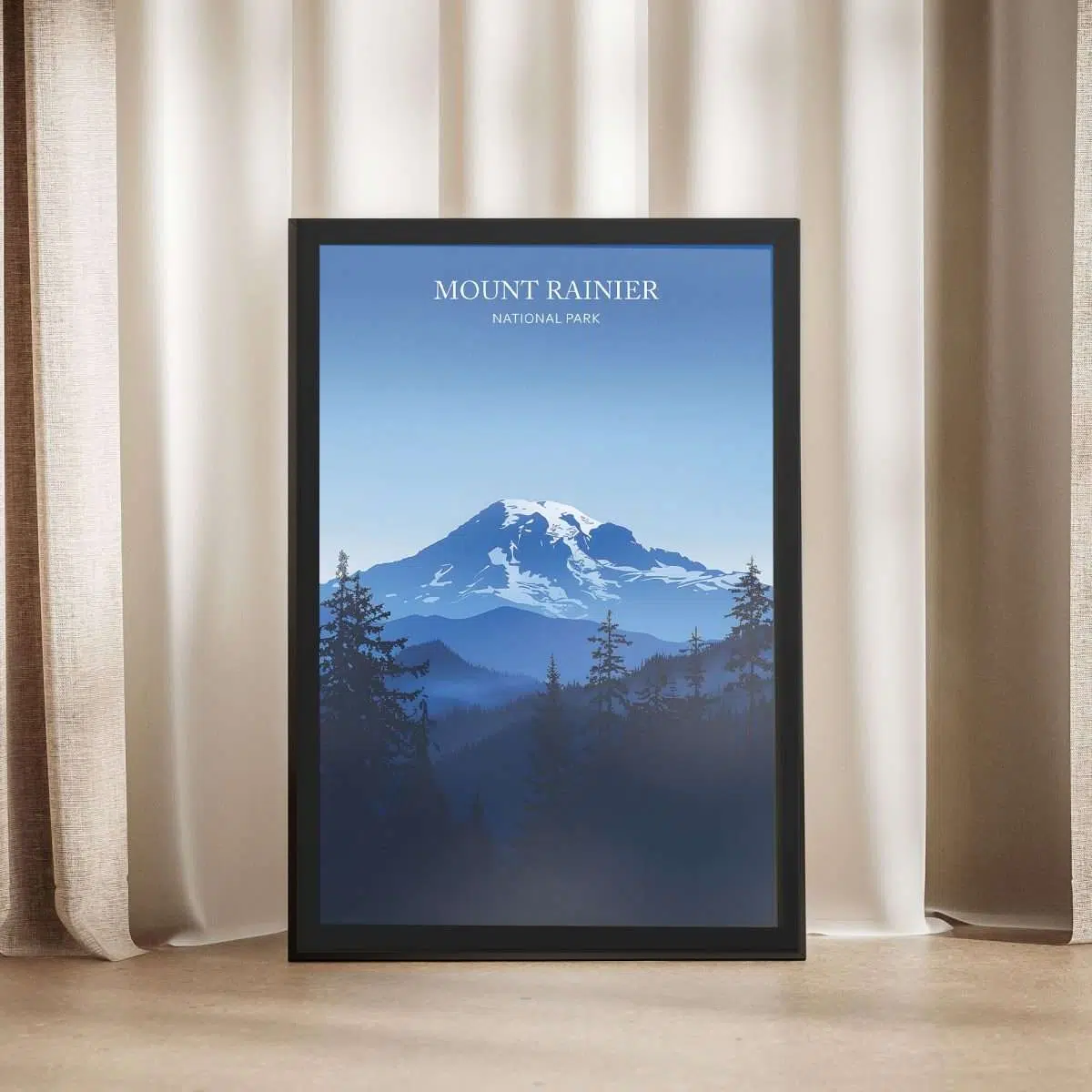 Mount Rainier National Park Minimalist Framed Poster UnitedWorldMemories