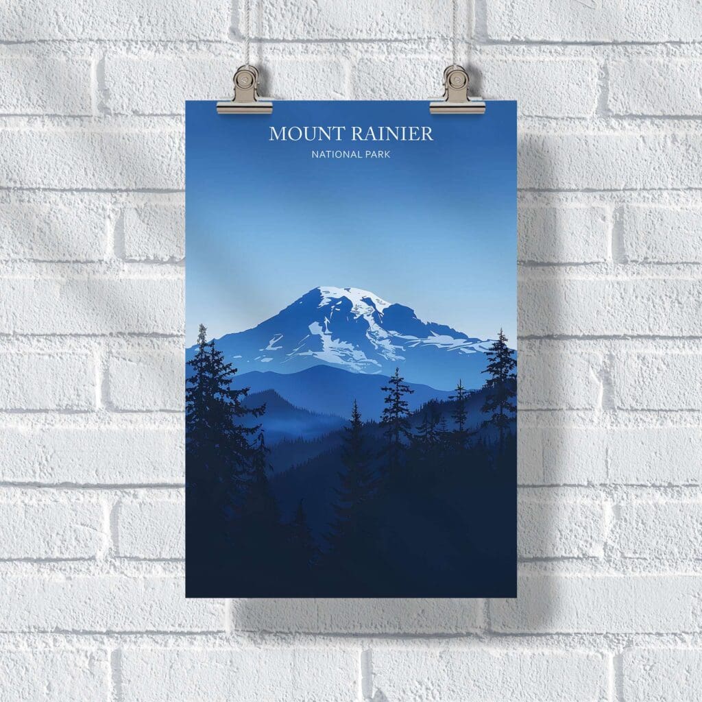 Mount Rainier National Park Minimalist Poster UnitedWorldMemories