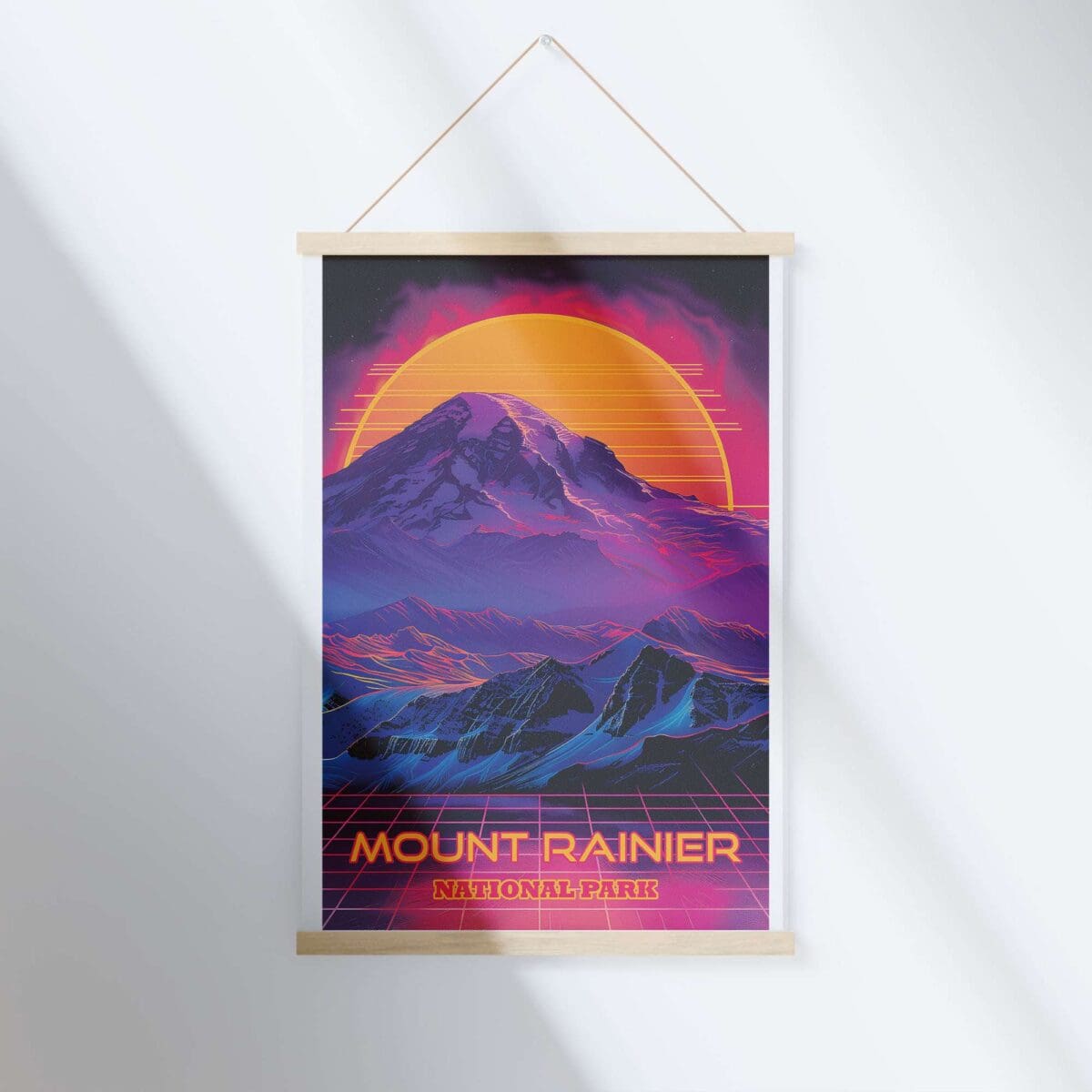 Mount Rainier National Park Retro 80s Hanger Poster UnitedWorldMemories