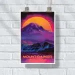 Mount Rainier National Park Retro 80s Poster UnitedWorldMemories