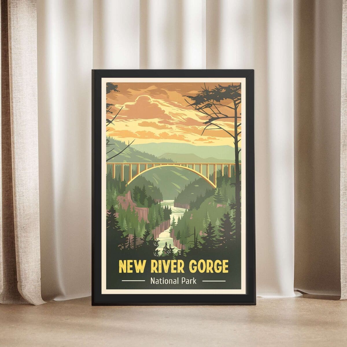 New River Gorge National Park Adventure Framed Poster UnitedWorldMemories