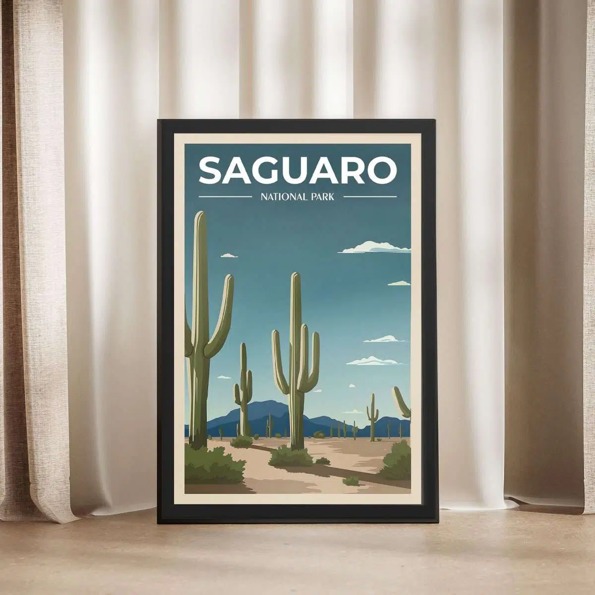 Saguaro National Park Cactus Wilderness Framed Poster UnitedWorldMemories