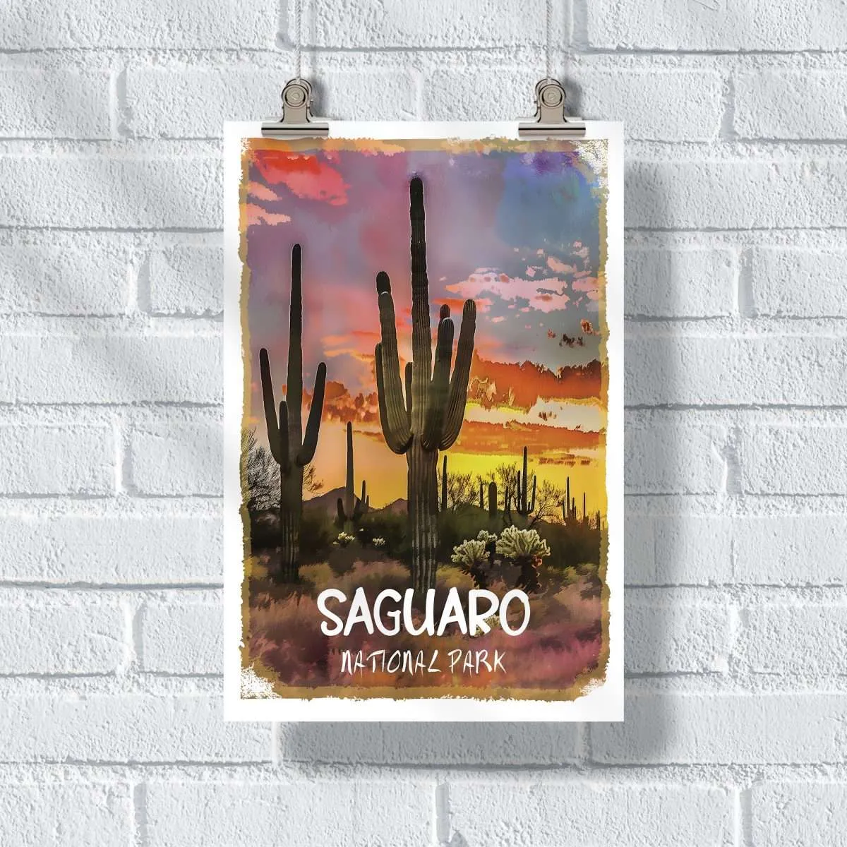 Saguaro National Park Sunset Poster UnitedWorldMemories