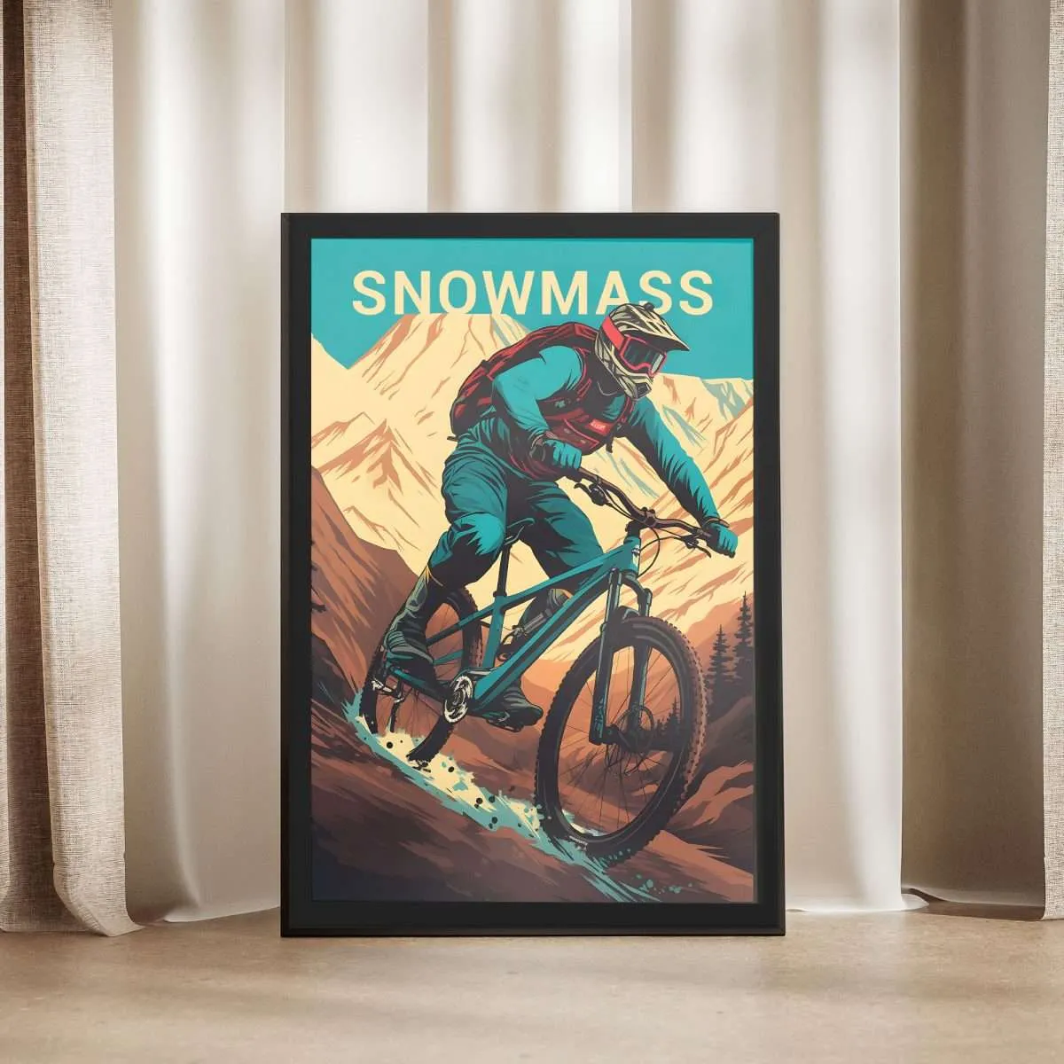 Snowmass Mountain Bike Framed Poster UnitedWorldMemories