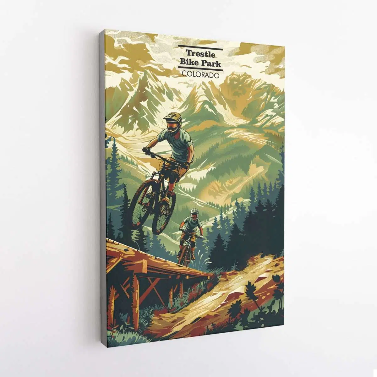 Trestle Bike Park Retro Mountain Adventure Canvas UnitedWorldMemories