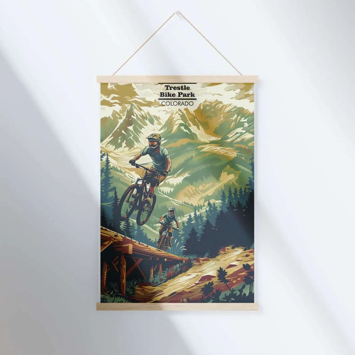 Trestle Bike Park Retro Mountain Adventure Hanger Poster UnitedWorldMemories