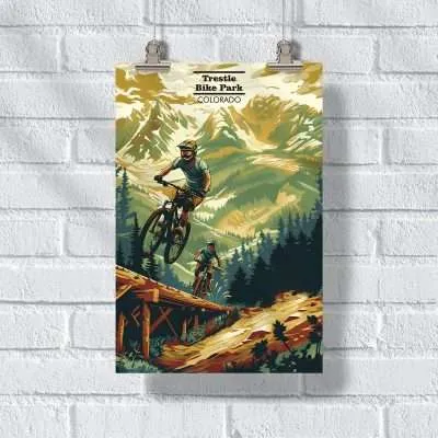 Trestle Bike Park Retro Mountain Adventure Poster UnitedWorldMemories