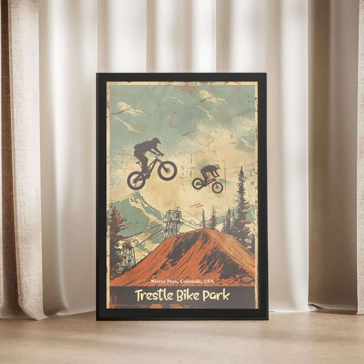 Trestle Bike Park Vintage Summit Ride Framed Poster UnitedWorldMemories