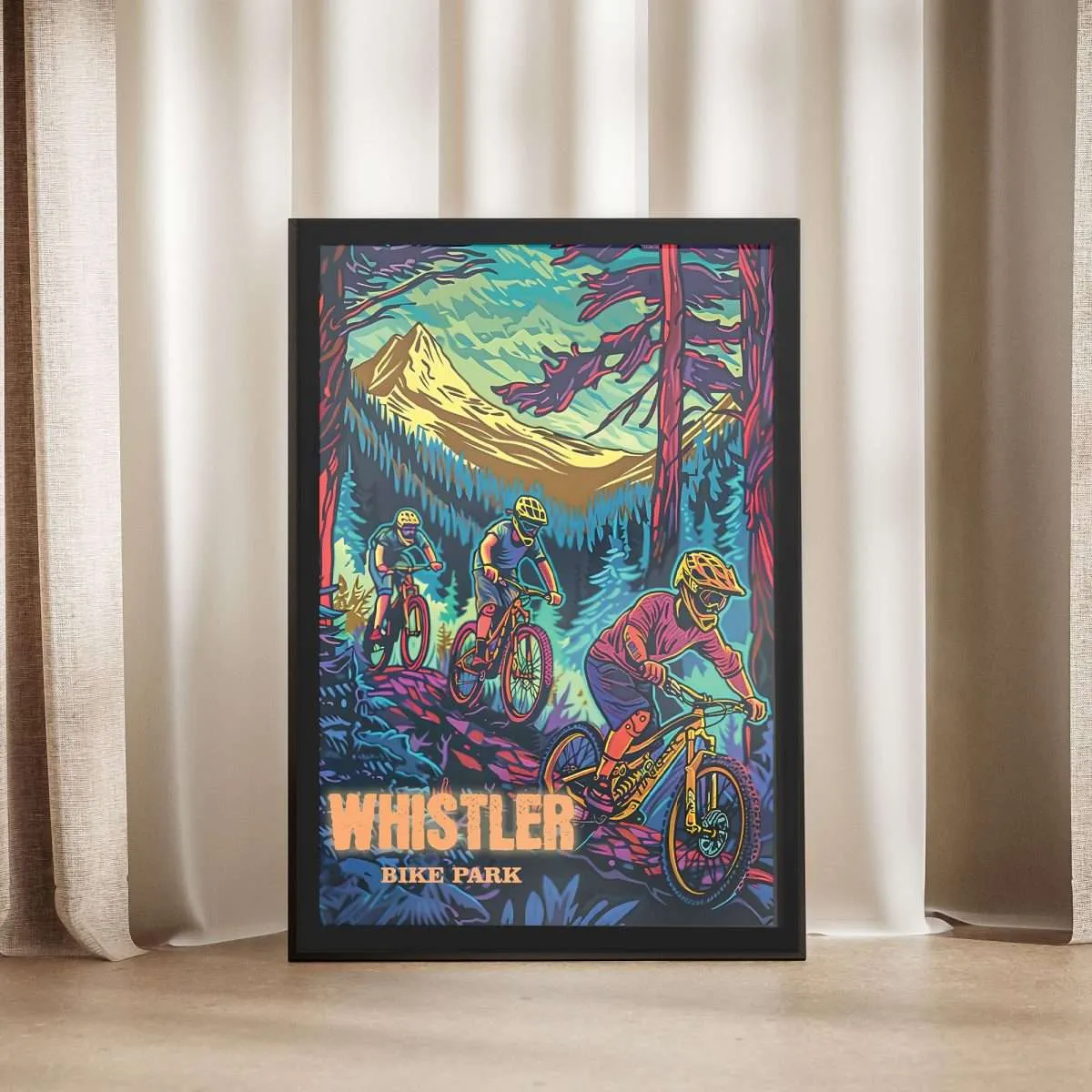 Whistler Bike Park Forest Thrills Framed Poster UnitedWorldMemories