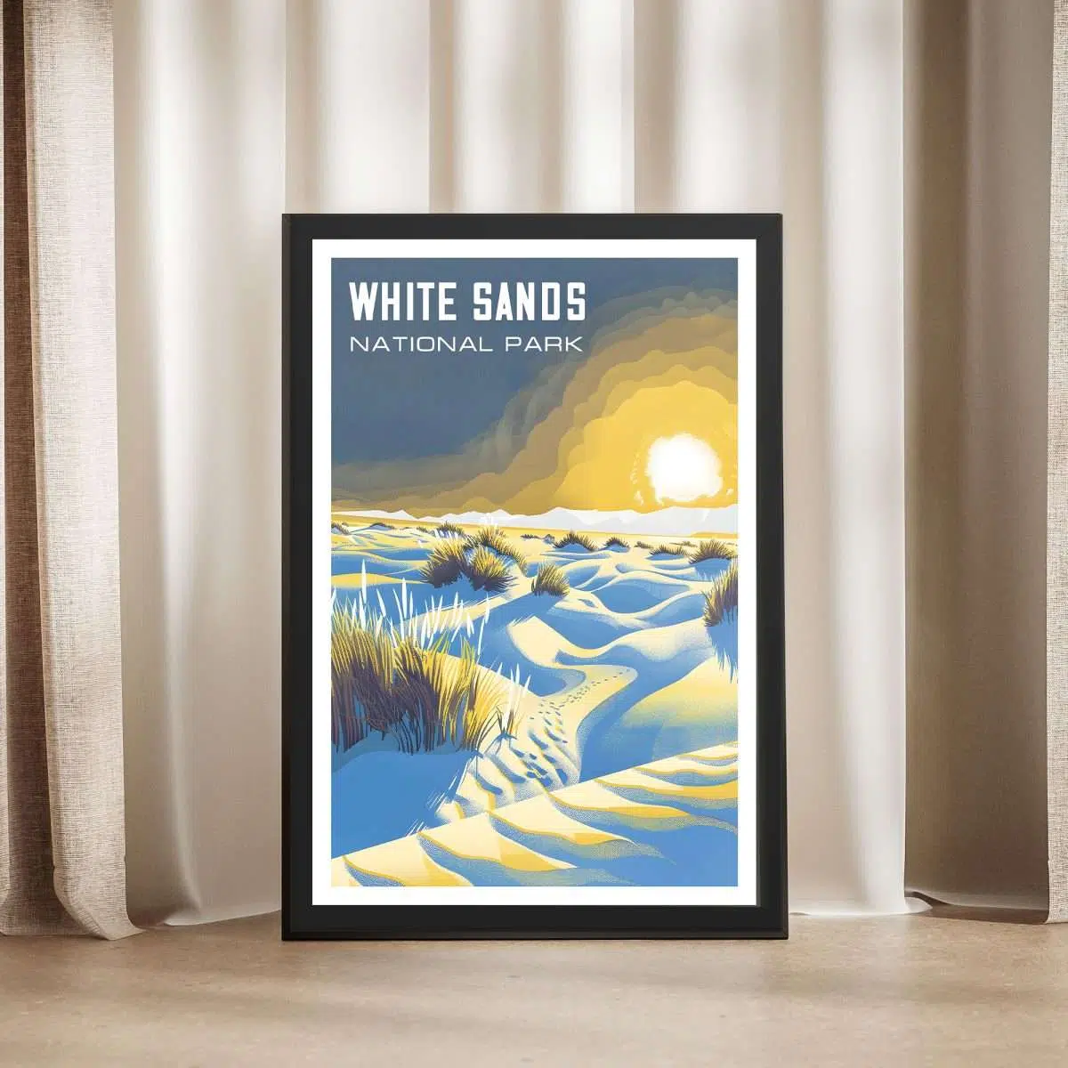 White Sands National Park Desert Mirage Framed Poster UnitedWorldMemories