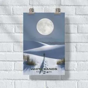 White Sands National Park Moonlit Sands Poster UnitedWorldMemories