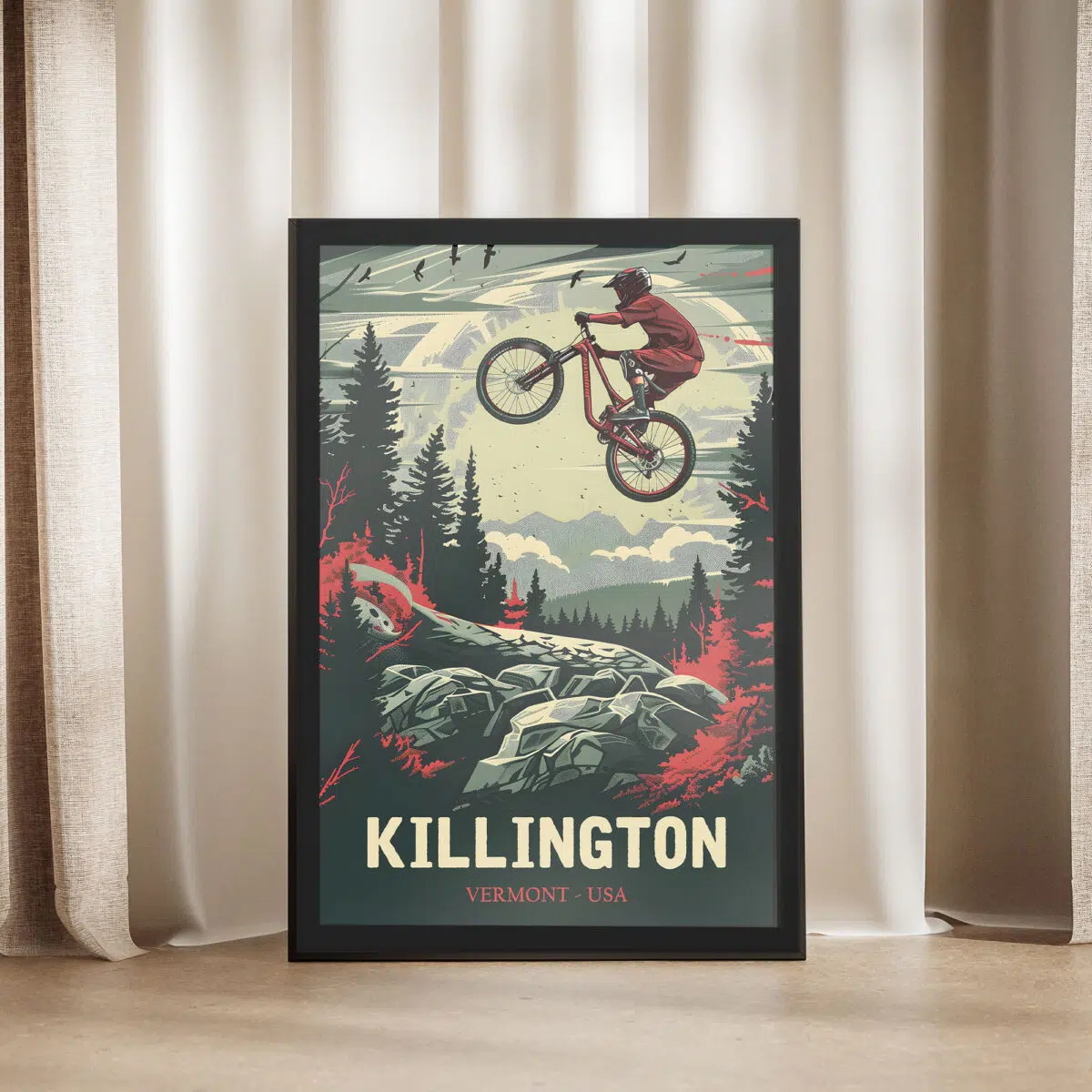 Killington Bike Park Airborne Adventure Framed Poster UnitedWorldMemories